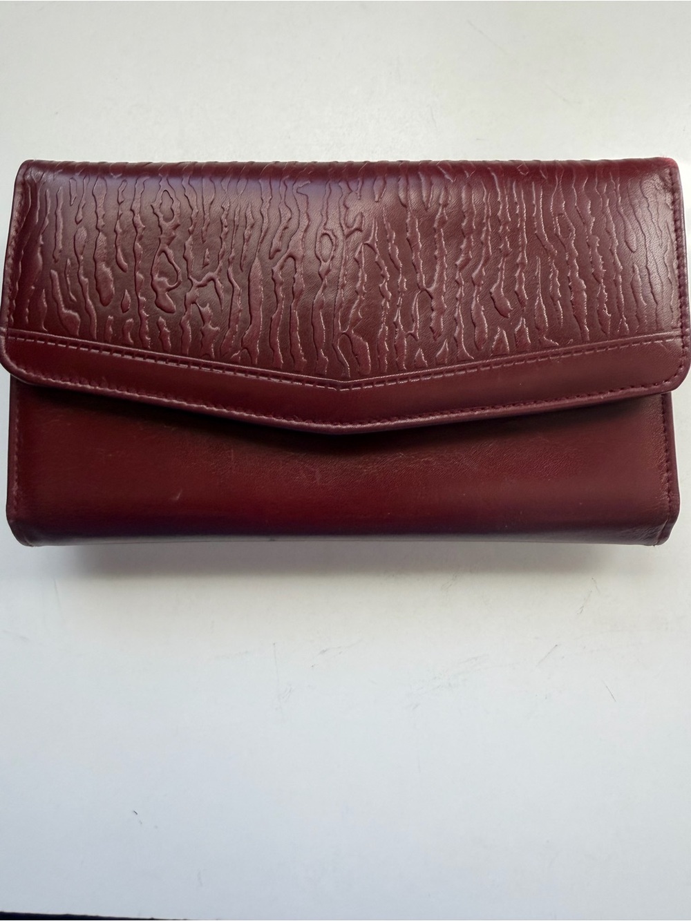 VTG Princess Gardner Burgundy Full Grain Leather Checkbook Clutch Wallet
